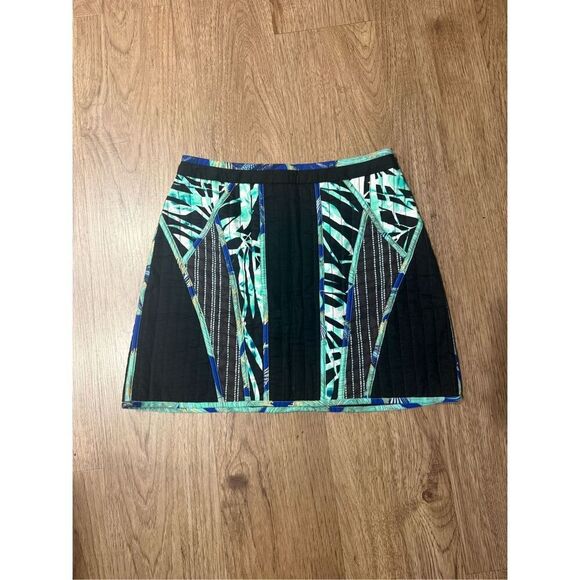 BCBG Max Azria Andrick Quilted Bamboo Print-Blocked Mini Skirt size 4 - Picture 4 of 5